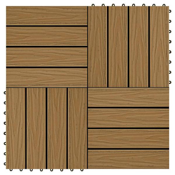 3D Teak Terrassenfliesen, 11er Set