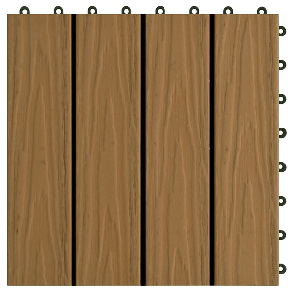 3D Teak Terrassenfliesen, 11er Set