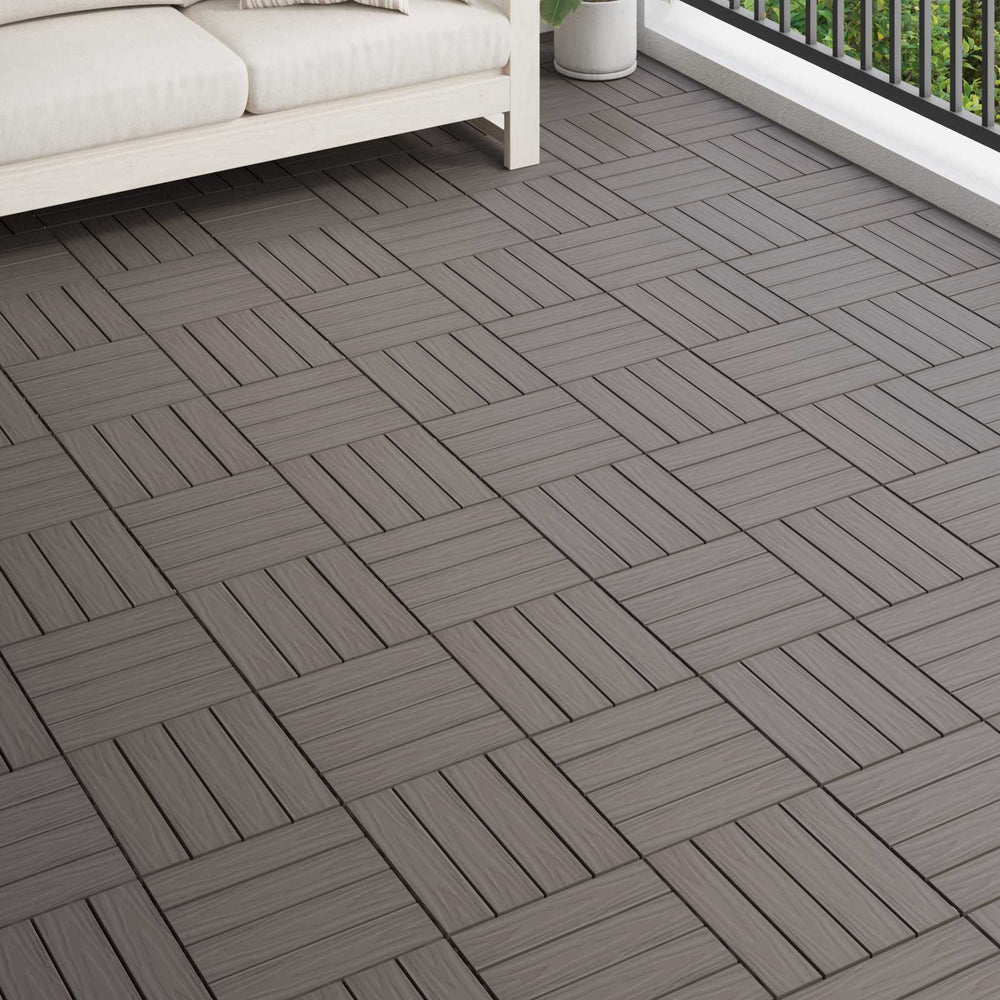 Terrassenfliesen 3D Dunkelbraun WPC 30x30cm 11er Set