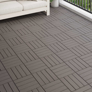 Terrassenfliesen 3D Dunkelbraun WPC 30x30cm 11er Set