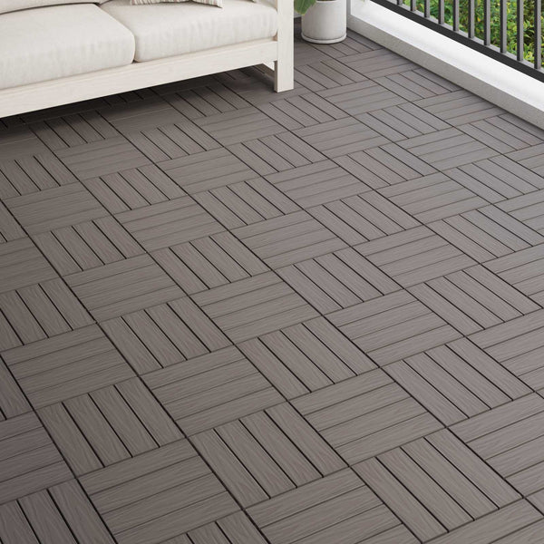 Terrassenfliesen 3D Dunkelbraun WPC 30x30cm 11er Set