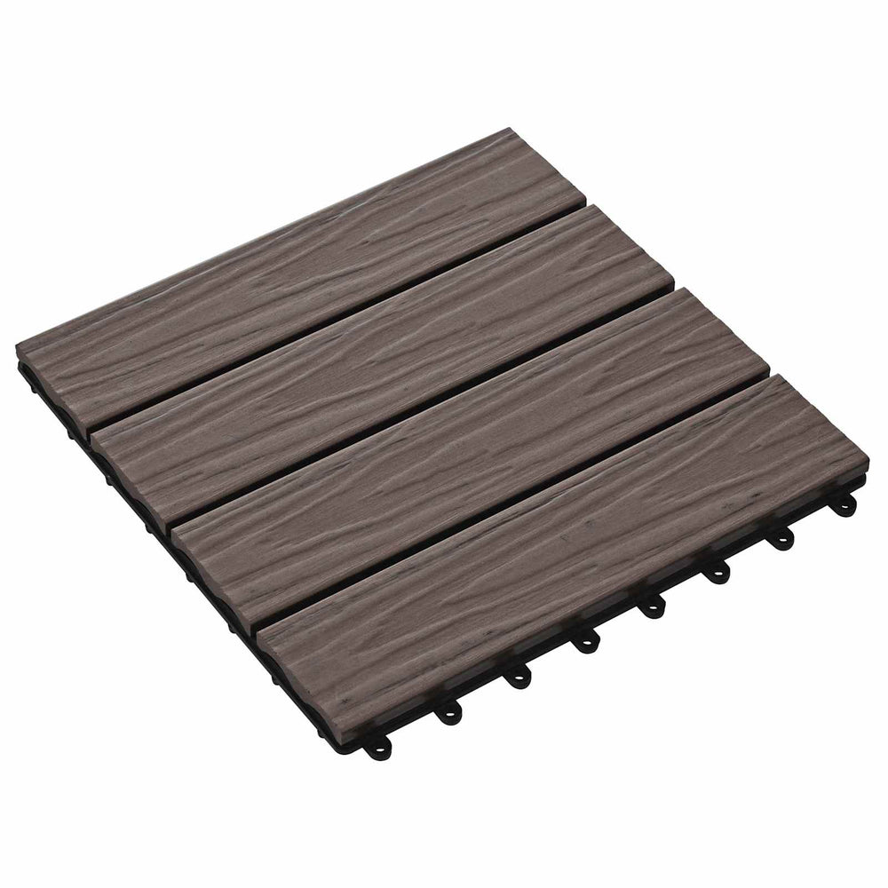 Terrassenfliesen 3D Dunkelbraun WPC 30x30cm 11er Set
