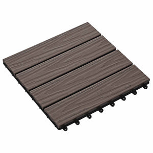 Terrassenfliesen 3D Dunkelbraun WPC 30x30cm 11er Set