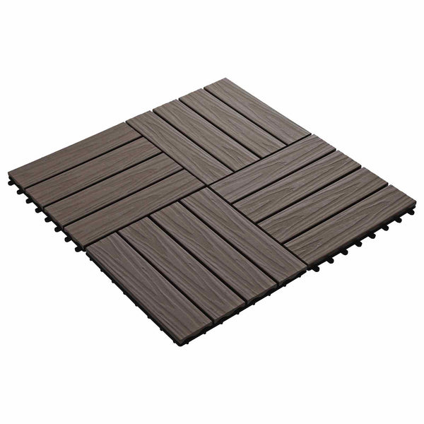 Terrassenfliesen 3D Dunkelbraun WPC 30x30cm 11er Set