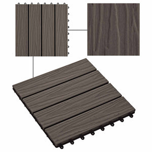 Terrassenfliesen 3D Dunkelbraun WPC 30x30cm 11er Set