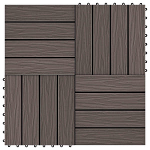 Terrassenfliesen 3D Dunkelbraun WPC 30x30cm 11er Set
