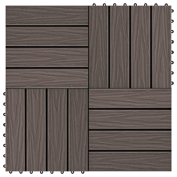 Terrassenfliesen 3D Dunkelbraun WPC 30x30cm 11er Set