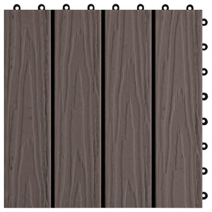 Terrassenfliesen 3D Dunkelbraun WPC 30x30cm 11er Set