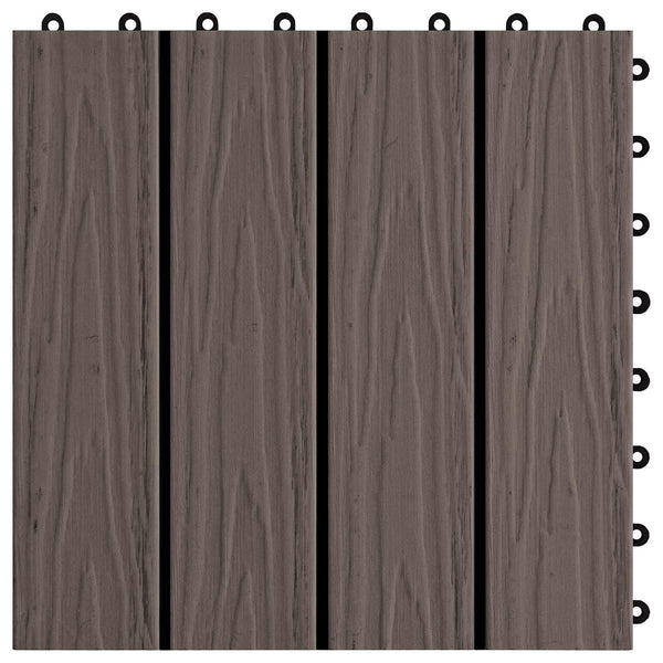 Terrassenfliesen 3D Dunkelbraun WPC 30x30cm 11er Set