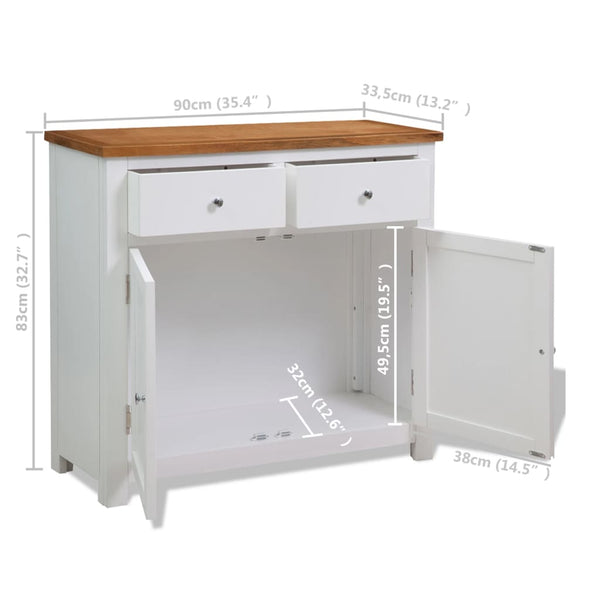 Sideboard 90x33,5x83 cm Massivholz Eiche