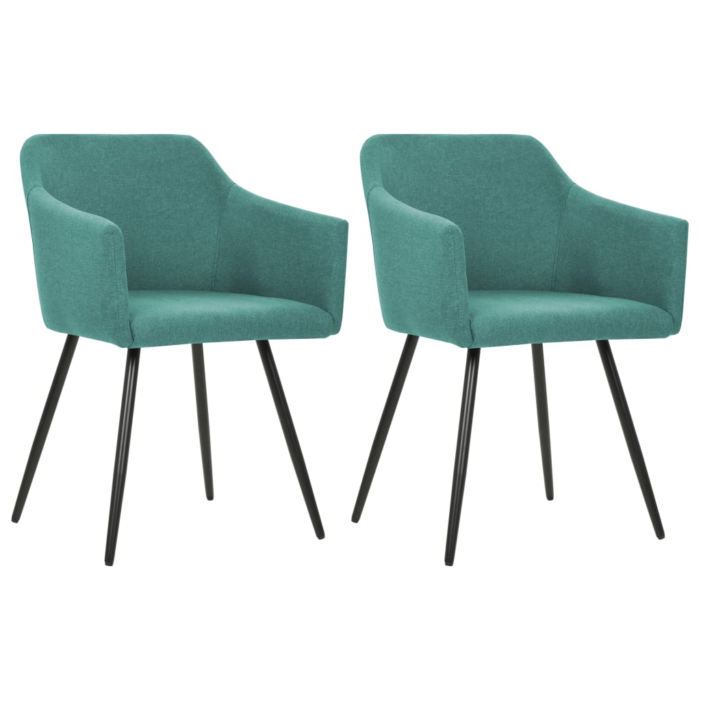 vidaXL Dining Chairs 2 pcs Green Fabric