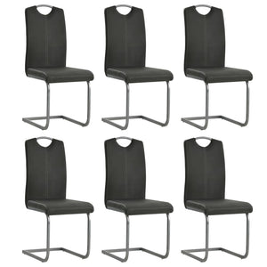 vidaXL Cantilever Chairs 6 pcs. Grey Faux Leather