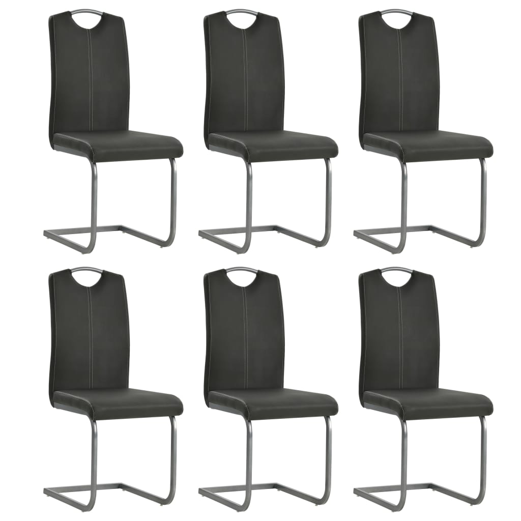 vidaXL Cantilever Chairs 6 pcs. Grey Faux Leather