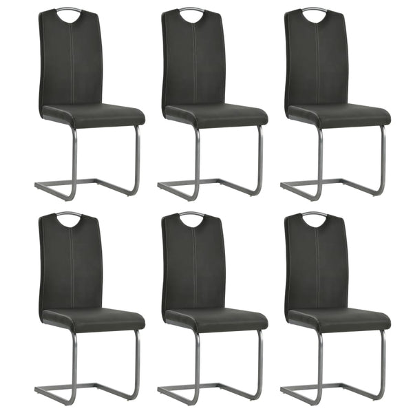 vidaXL Cantilever Chairs 6 pcs. Grey Faux Leather