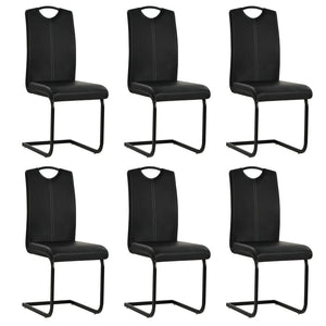 vidaXL Cantilever Chairs 6 pcs Black Faux Leather