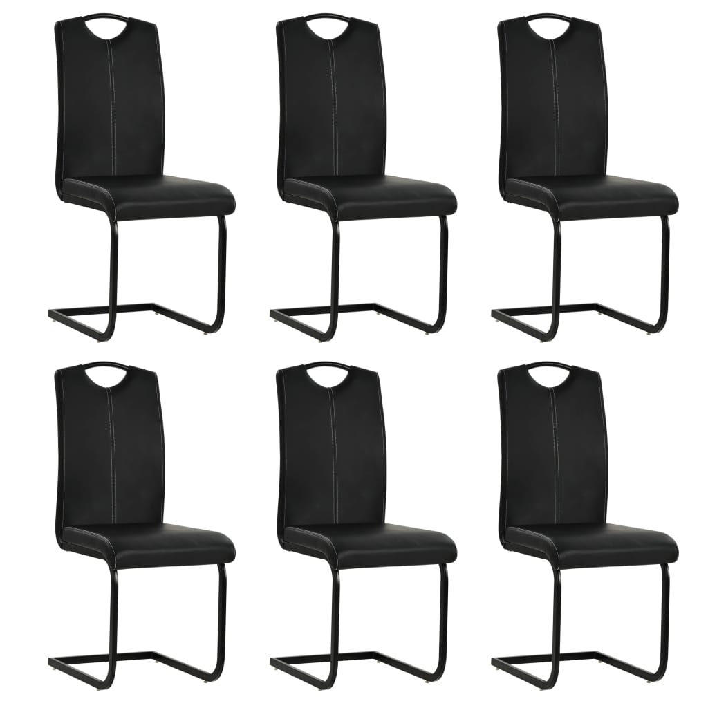 vidaXL Cantilever Chairs 6 pcs Black Faux Leather