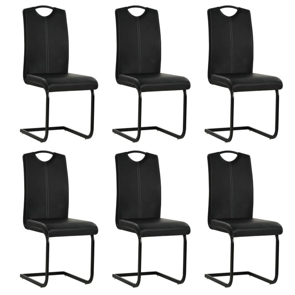 vidaXL Chaises cantilever 6 pcs Similicuir noir