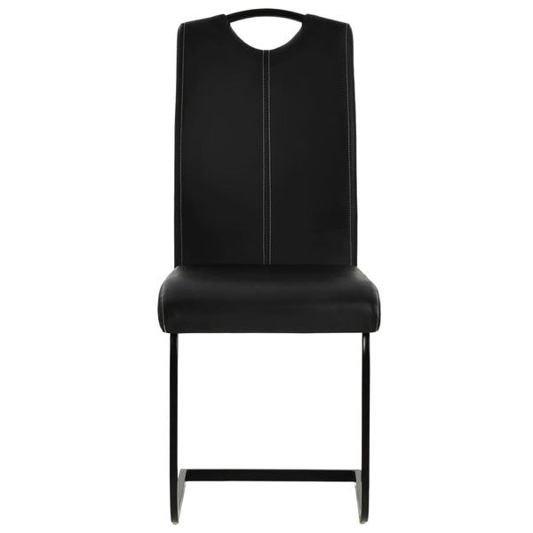 vidaXL Cantilever Chairs 6 pcs Black Faux Leather