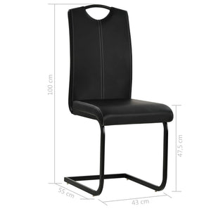 vidaXL Cantilever Chairs 6 pcs Black Faux Leather
