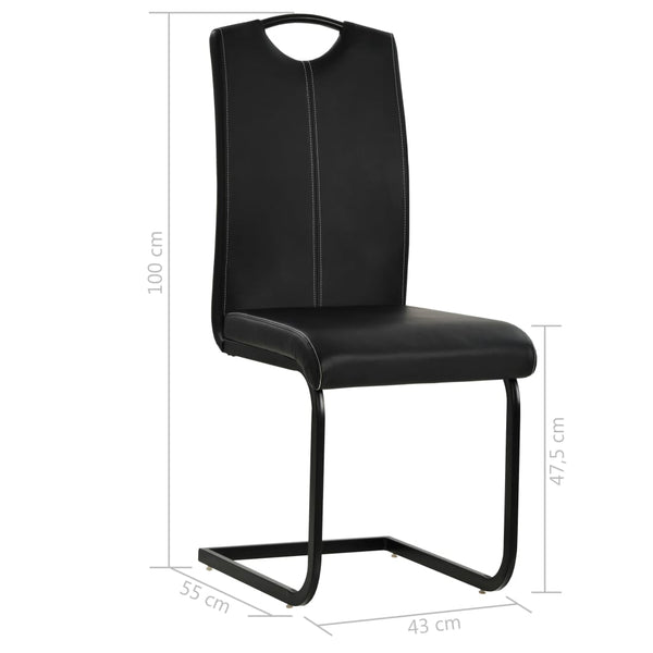 vidaXL Chaises cantilever 6 pcs Similicuir noir