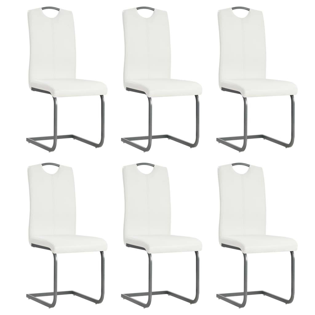 vidaXL Chaise cantilever 6 pcs Blanc Similicuir