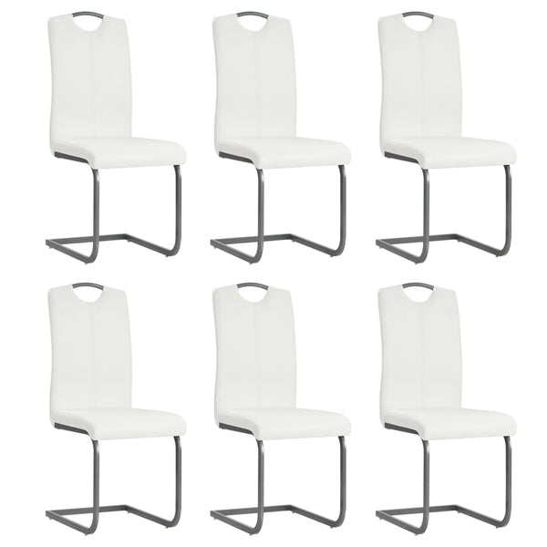 vidaXL Chaise cantilever 6 pcs Blanc Similicuir