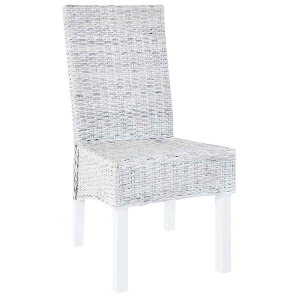 Esszimmerstühle 4 Stk. Weiß Kubu Rattan und Mangoholz