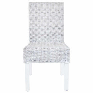 Esszimmerstühle 4 Stk. Weiß Kubu Rattan und Mangoholz