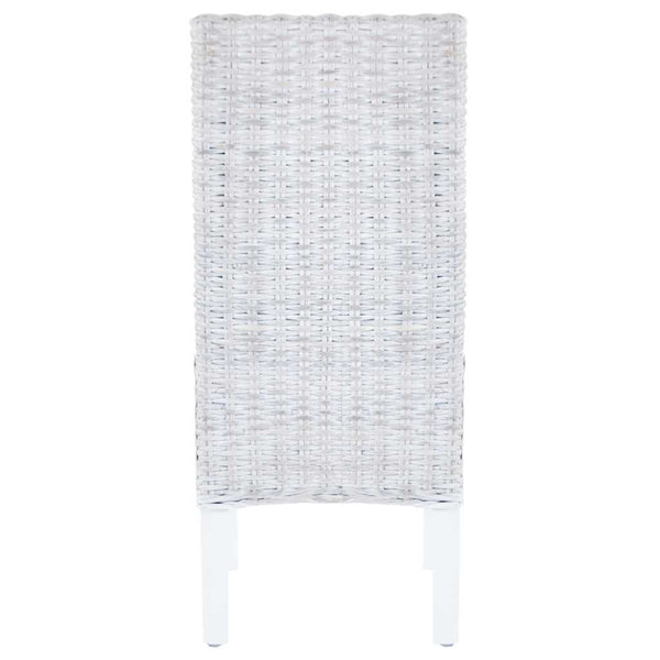 Esszimmerstühle 4 Stk. Weiß Kubu Rattan und Mangoholz