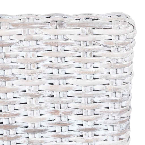 Esszimmerstühle 4 Stk. Weiß Kubu Rattan und Mangoholz