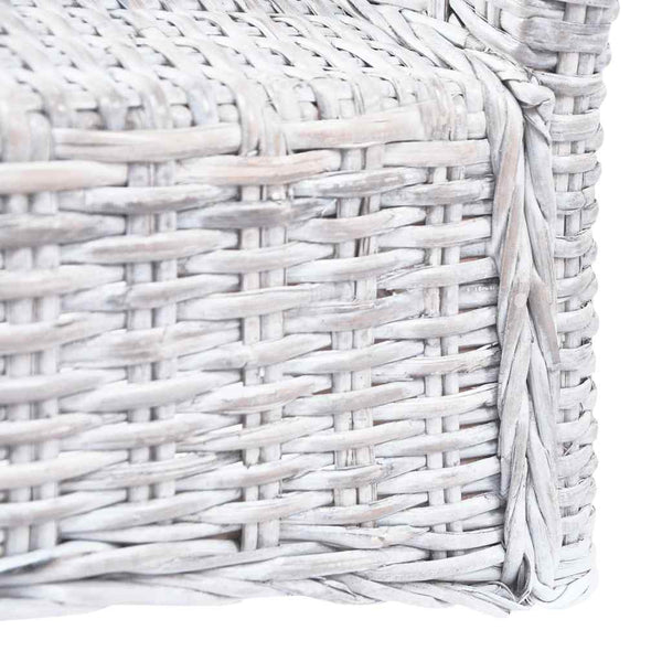 Esszimmerstühle 4 Stk. Weiß Kubu Rattan und Mangoholz
