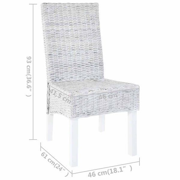 Esszimmerstühle 4 Stk. Weiß Kubu Rattan und Mangoholz