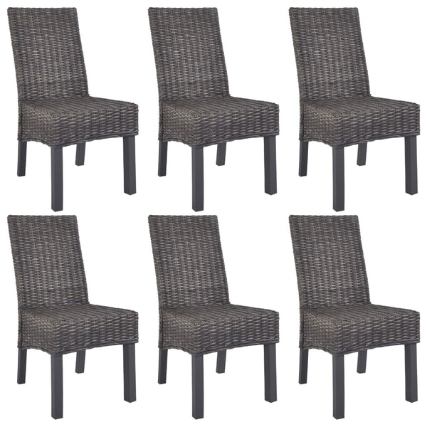 vidaXL Chaises de salle à manger 6 pcs Rotin Kubu marron et bois de manguier