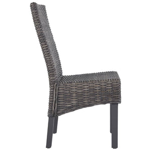 vidaXL Chaises de salle à manger 6 pcs Rotin Kubu marron et bois de manguier