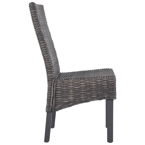 vidaXL Chaises de salle à manger 6 pcs Rotin Kubu marron et bois de manguier