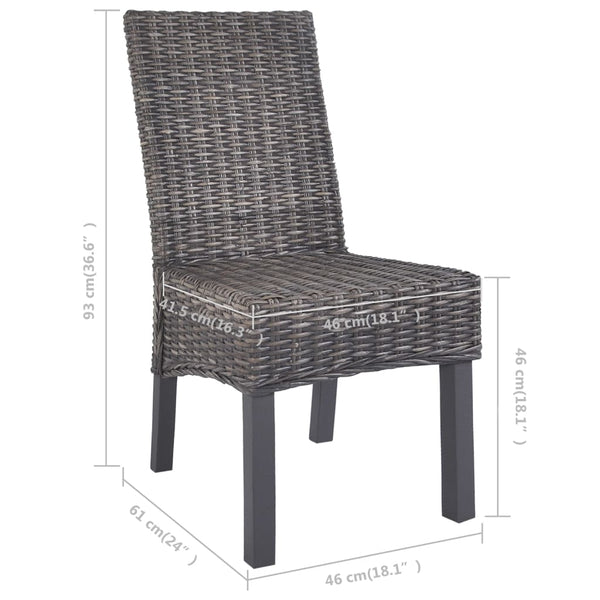 vidaXL Chaises de salle à manger 6 pcs Rotin Kubu marron et bois de manguier