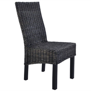Esszimmerstühle 4 Stk. Schwarz Kubu Rattan und Mangoholz
