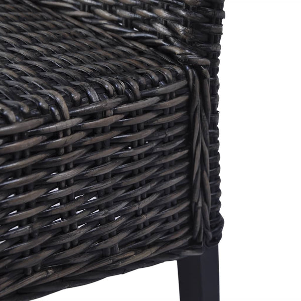 Esszimmerstühle 4 Stk. Schwarz Kubu Rattan und Mangoholz