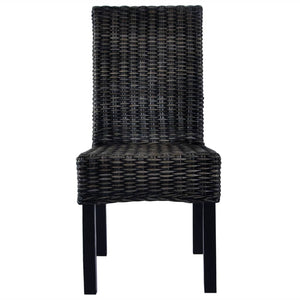 Esszimmerstühle 6 Stk. Schwarz Kubu Rattan und Mangoholz