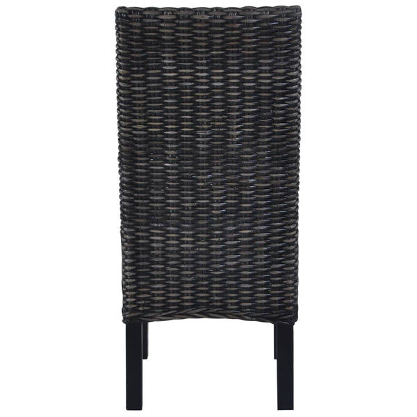 Esszimmerstühle 6 Stk. Schwarz Kubu Rattan und Mangoholz