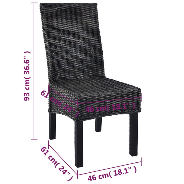 Esszimmerstühle 6 Stk. Schwarz Kubu Rattan und Mangoholz