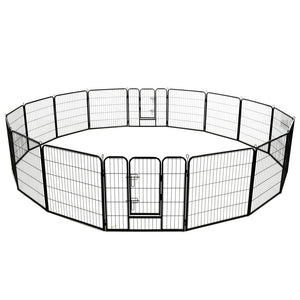 Hunde-Laufstall 16 Panels Stahl 80x80 cm Schwarz