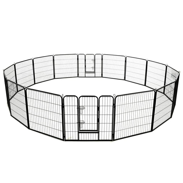 Hunde-Laufstall 16 Panels Stahl 80x80 cm Schwarz