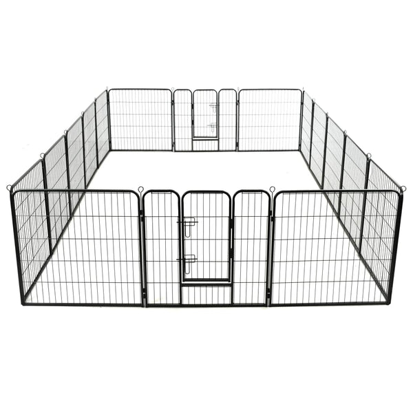 Hunde-Laufstall 16 Panels Stahl 80x80 cm Schwarz