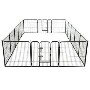 Hunde-Laufstall 16 Panels Stahl 80x80 cm Schwarz