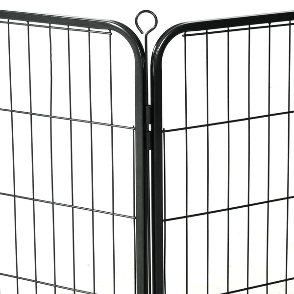 Hunde-Laufstall 16 Panels Stahl 80x80 cm Schwarz