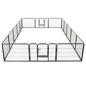 Hunde-Laufstall 16 Paneele Stahl 60x80 cm Schwarz