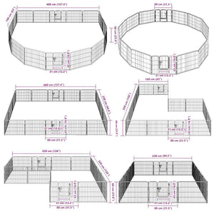 Hunde-Laufstall 16 Paneele Stahl 60x80 cm Schwarz