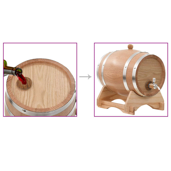 Weinfass mit Hahn, Eiche Massivholz, 6 L