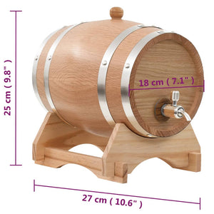 Weinfass mit Hahn, Eiche Massivholz, 6 L